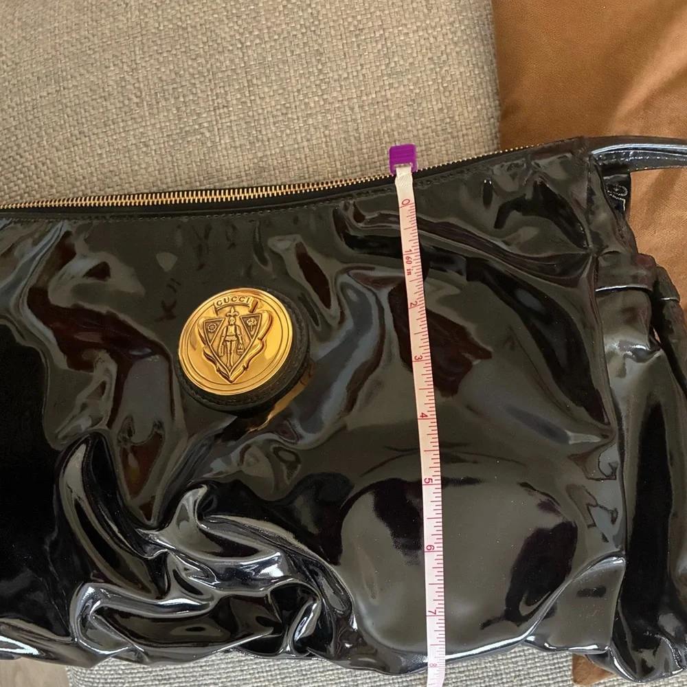 Gucci Black Patent Leather and Leather Bag with Gold Accents - Picture 5 of 10